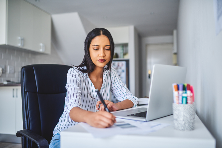 woman working from home office